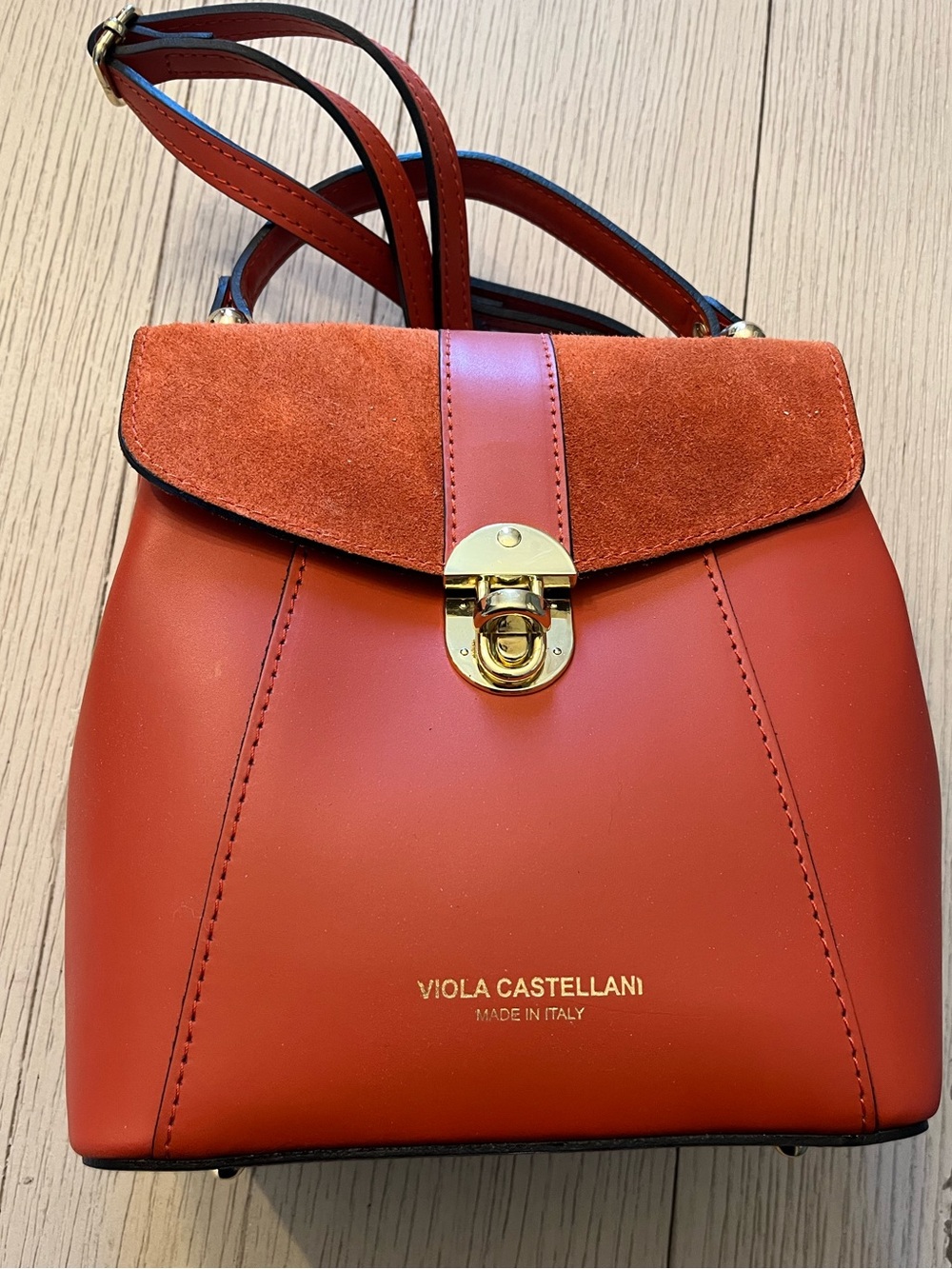 Viola Castellani Red Leather & Suede Crossbody Bag